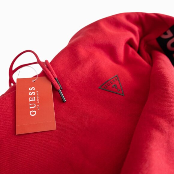 Guess NWT 2-Piece Red and Black Crop Top Hooded Sweatshirt With Joggers - Picture 2 of 13